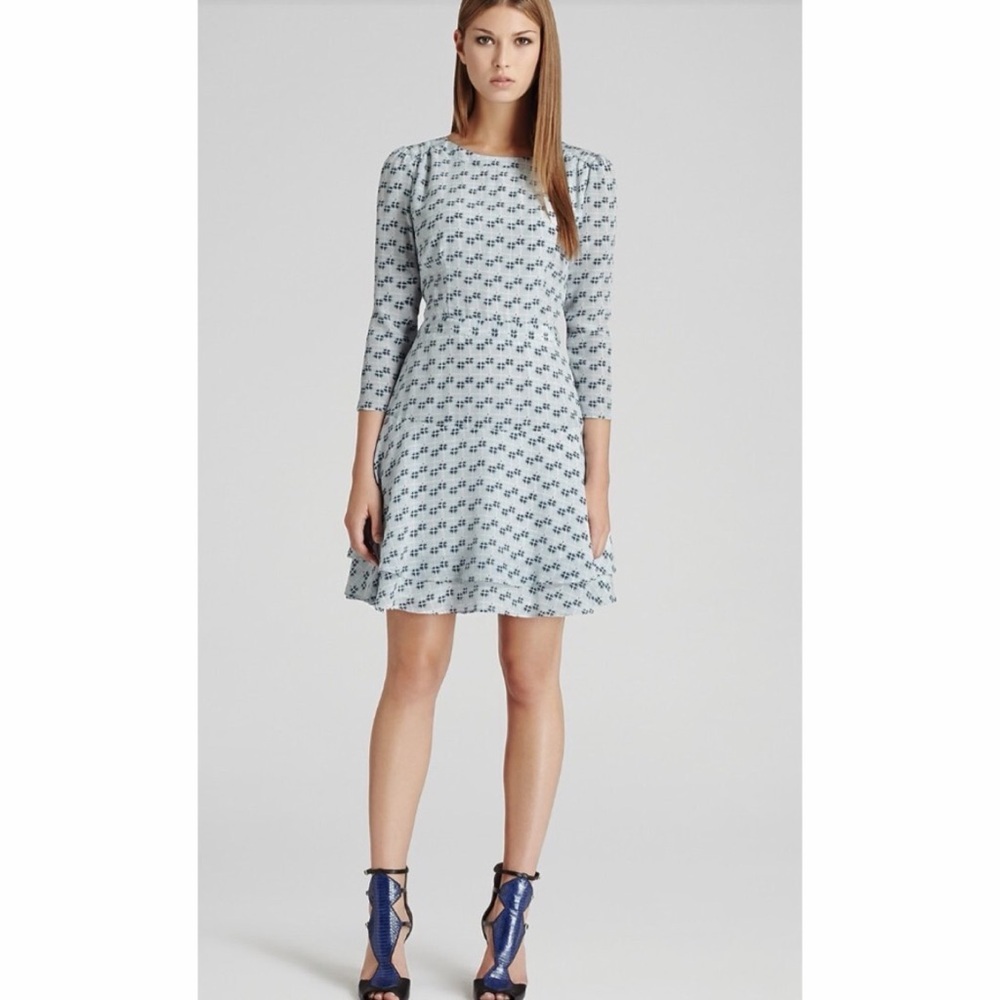 REISS 100% Silk Giselle Watercolor Mini Dress